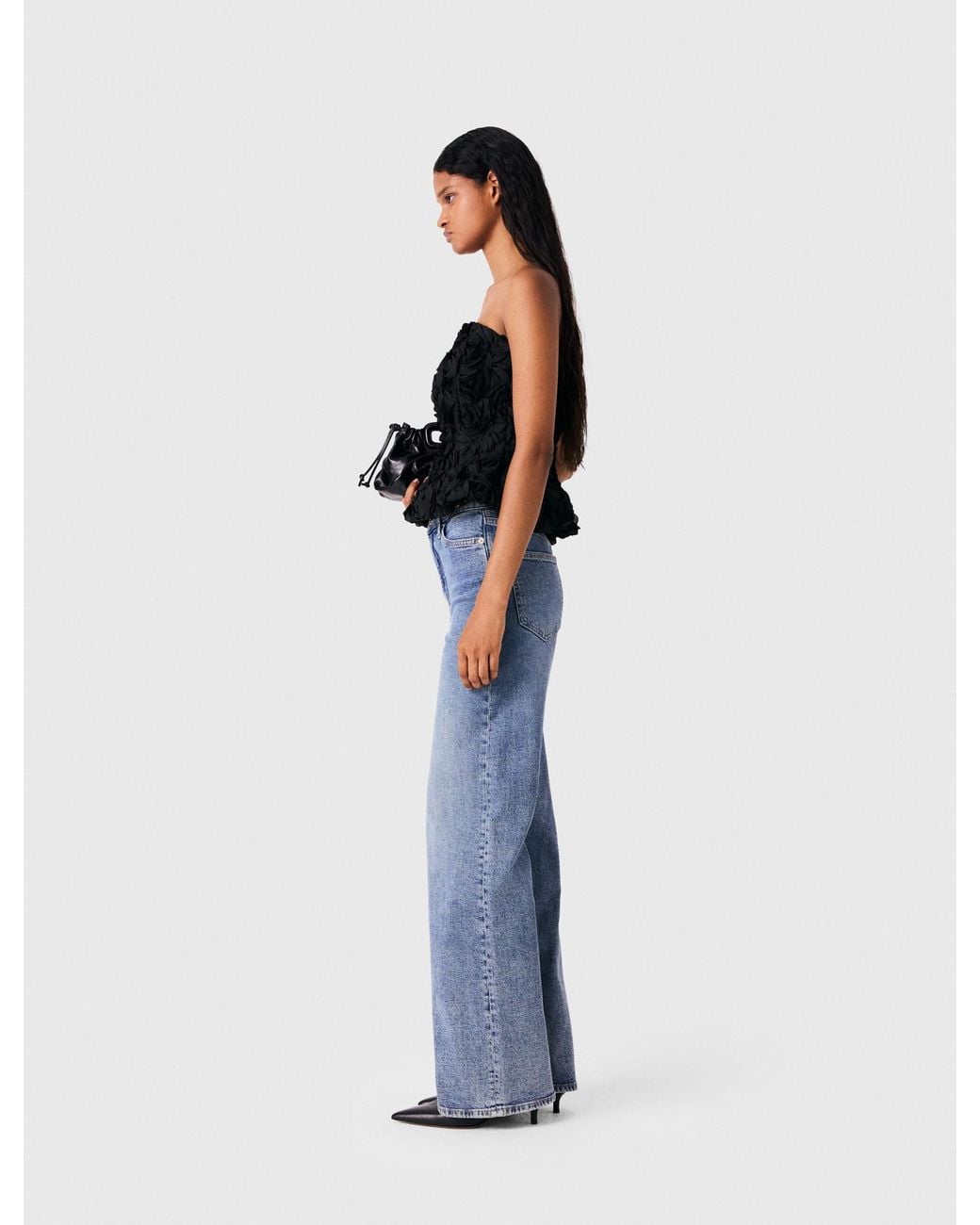 Maje Blue Flower-Embellished Top