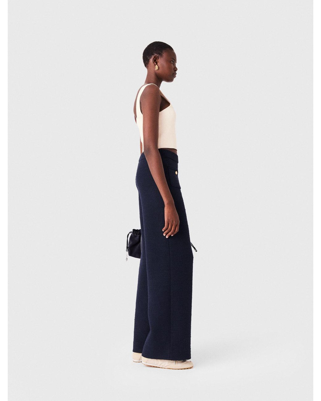 Maje Blue Knit Crop Top