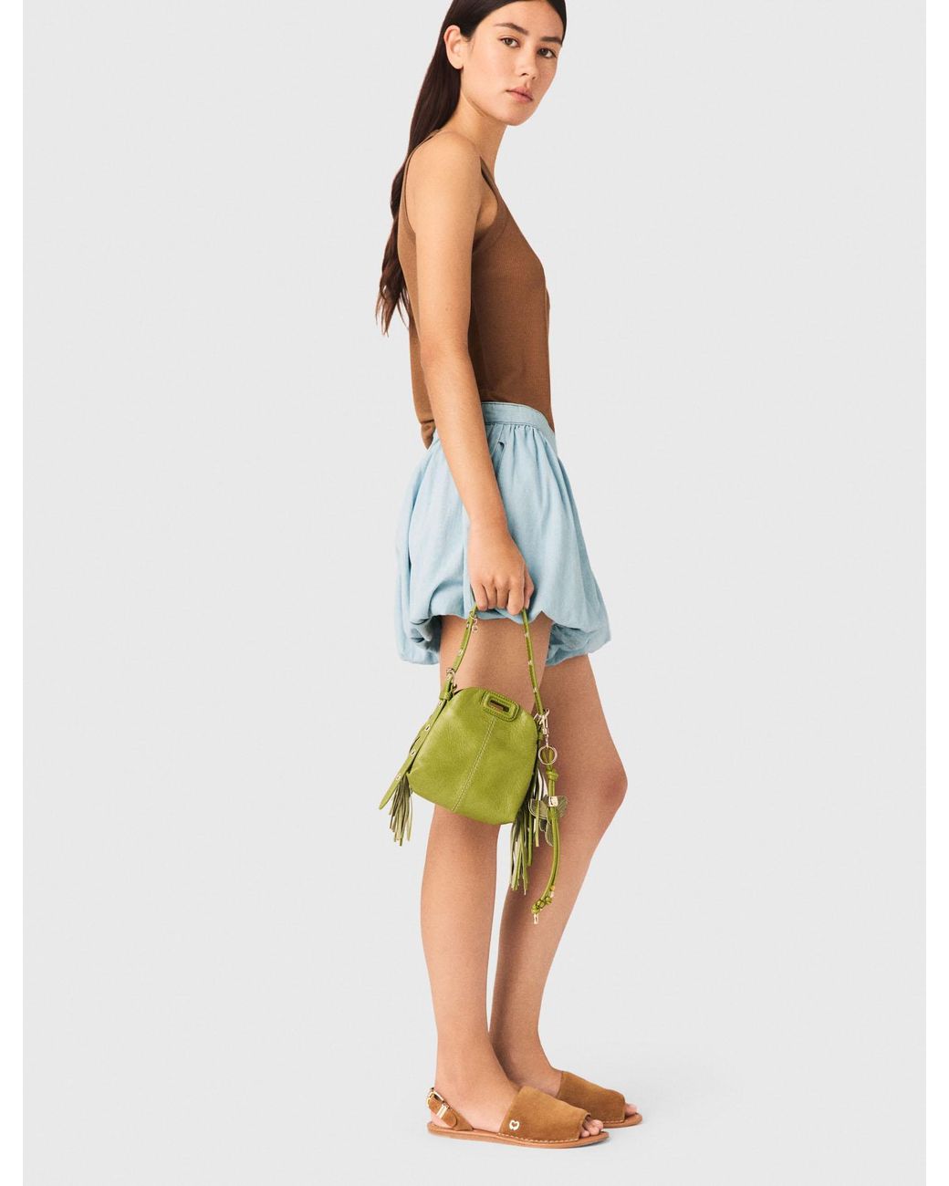 Maje Blue Chambray Balloon Skort