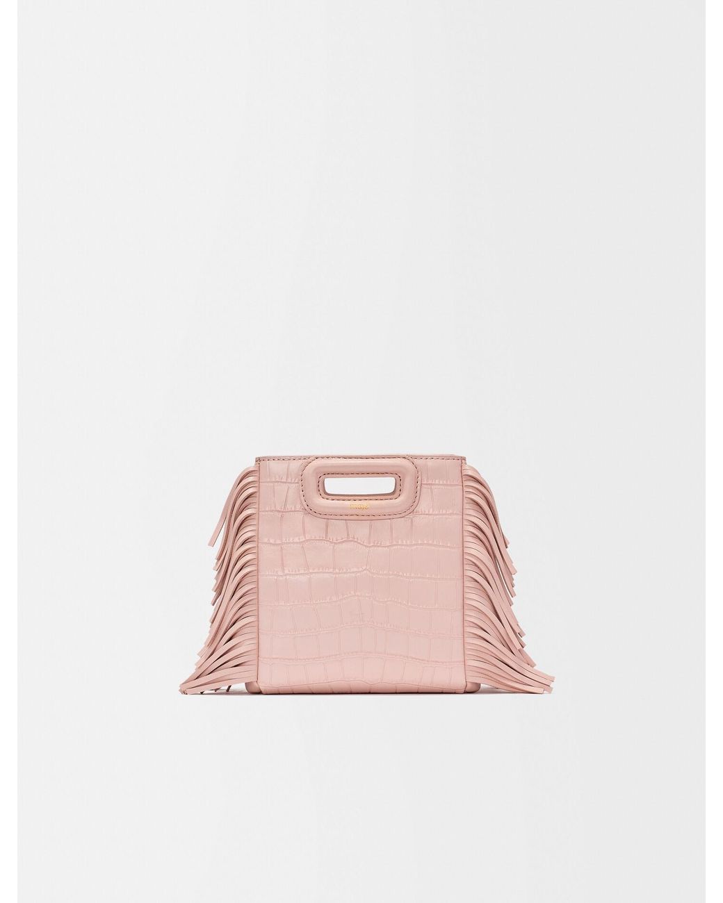 Maje Mini Embossed-leather M Bag With Chain in Pink | Lyst