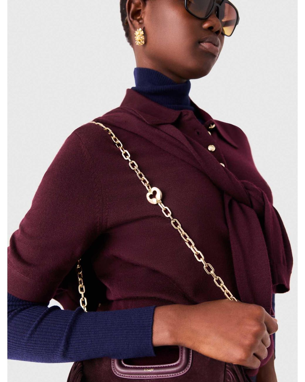 Maje White Short Metal Chain Shoulder Strap