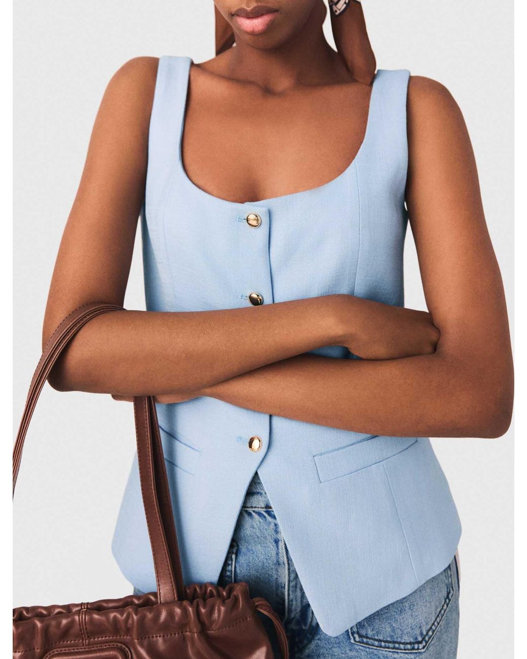 Maje Blue Long Tailored Jacket