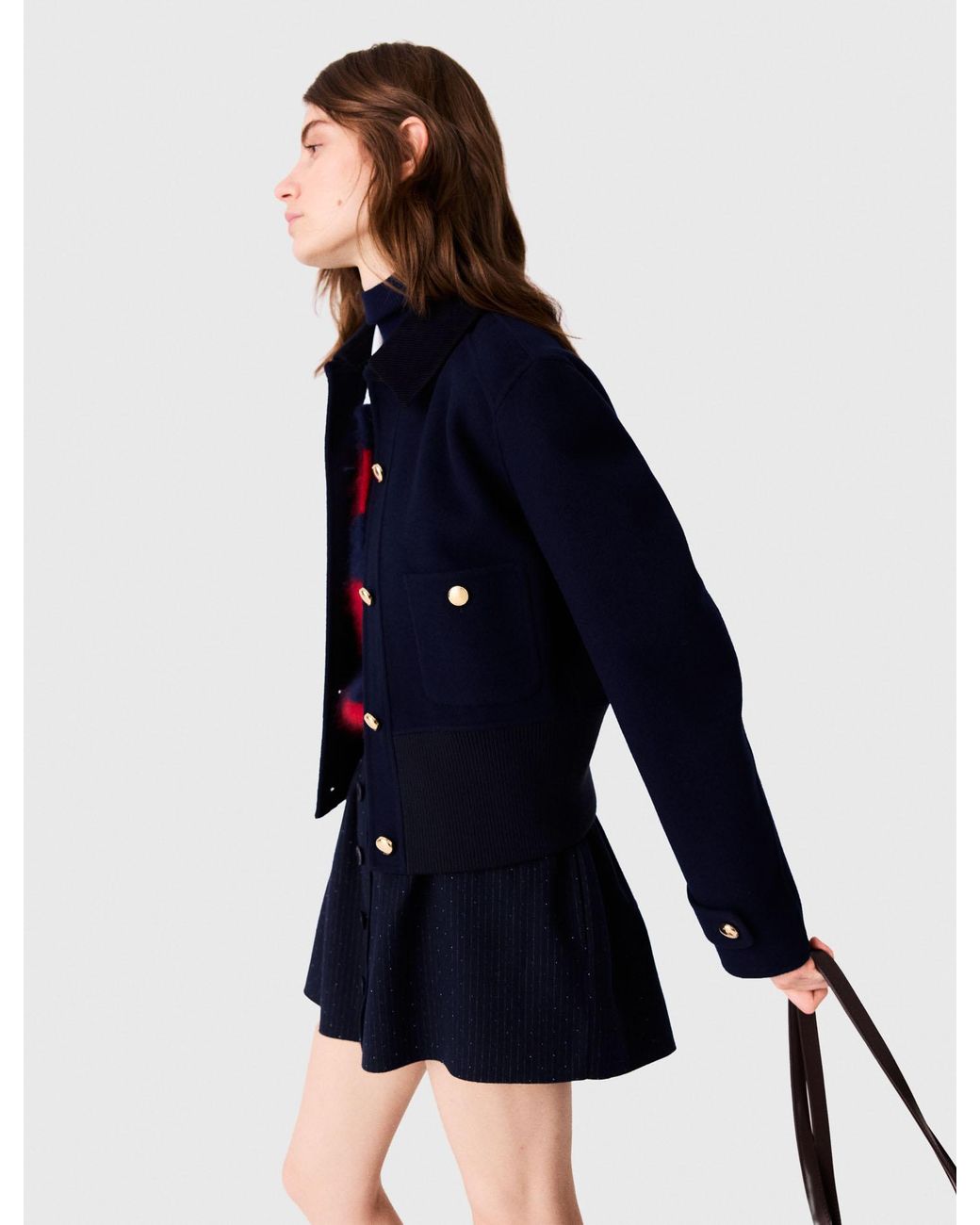 Maje Blue Short Double-Faced Jacket