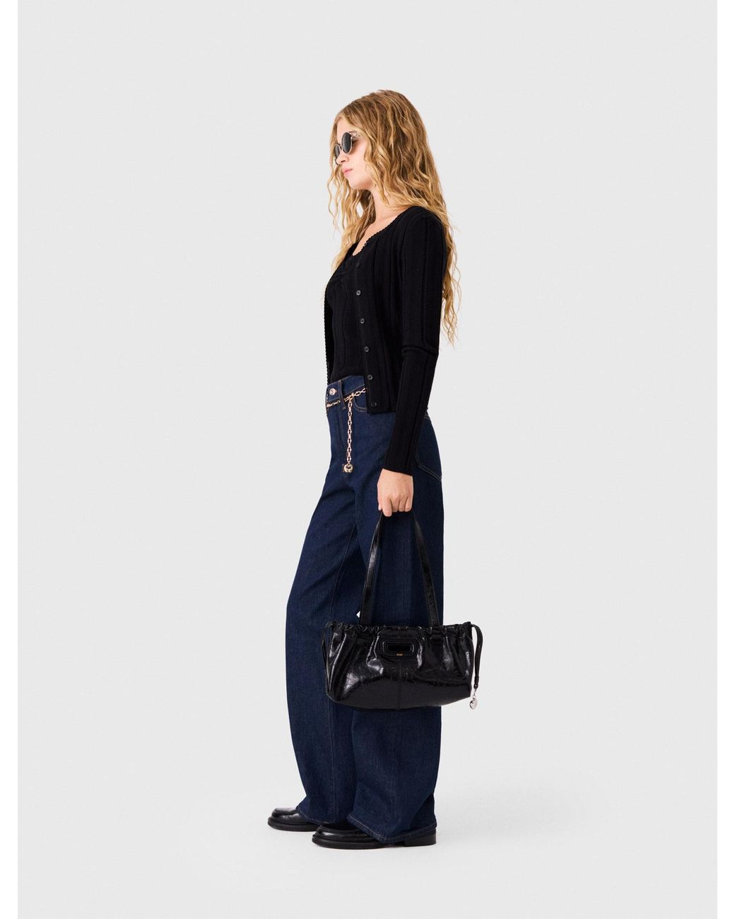 Maje Blue Pointelle Knit Twinset