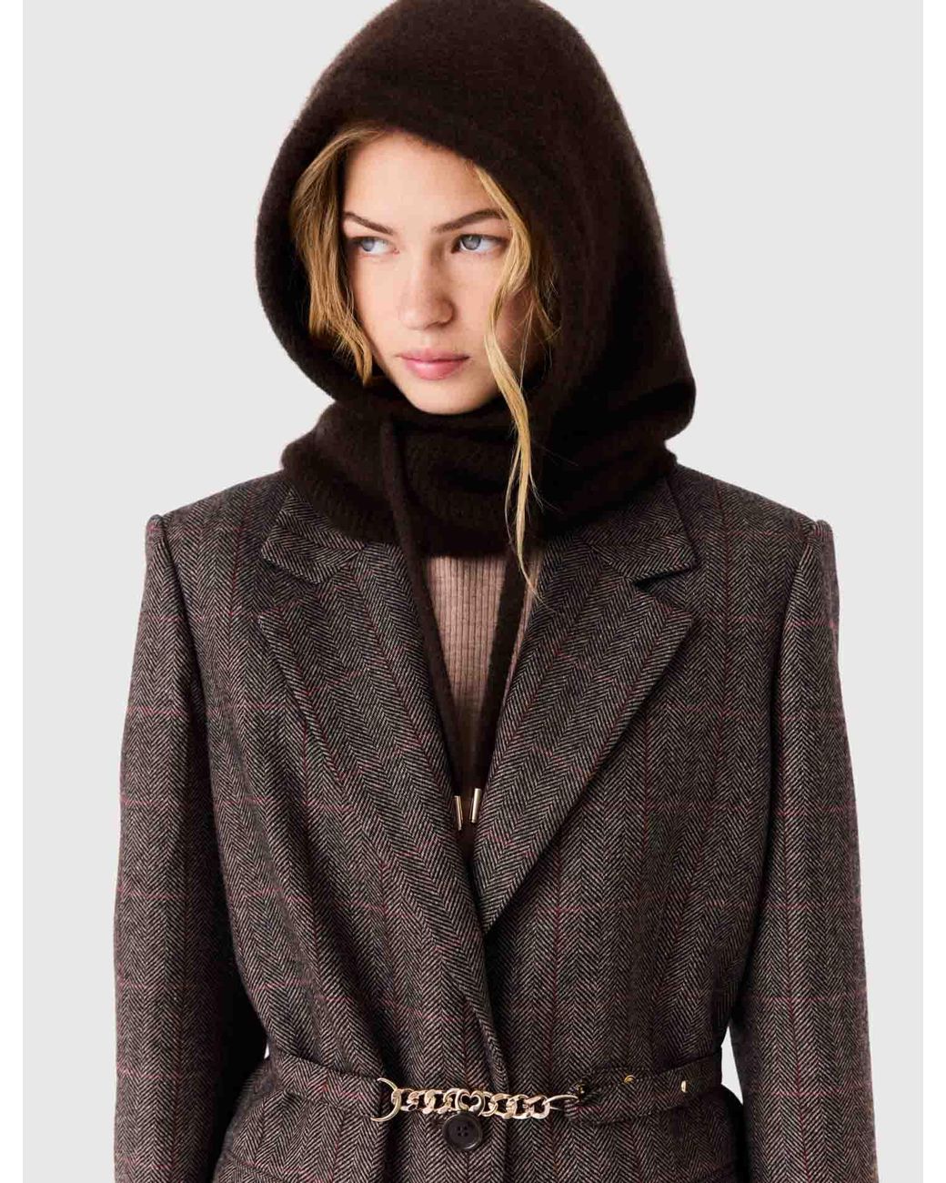 Maje Brown Yak Wool Balaclava