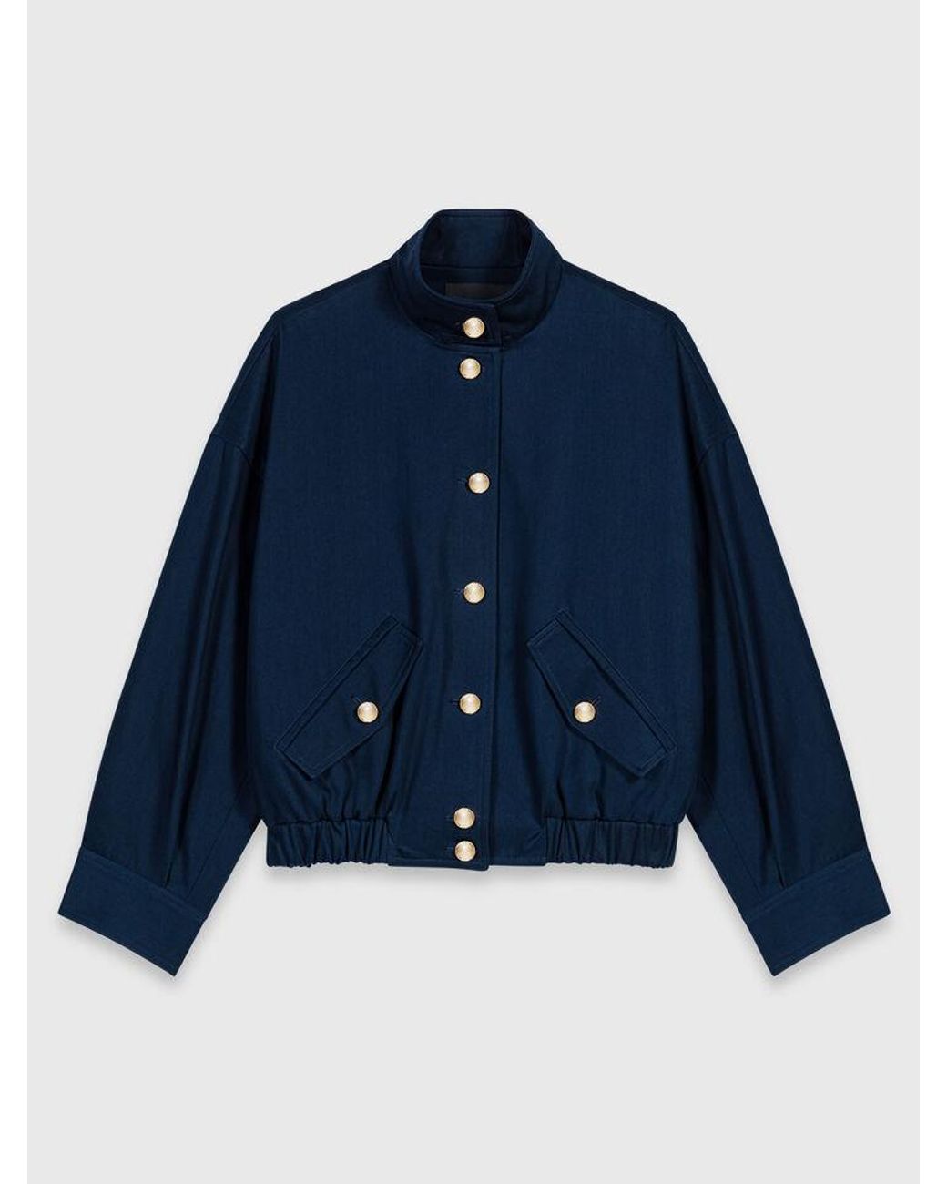 Maje Blue Cotton Bomber Jacket