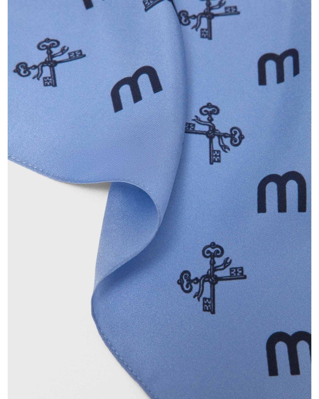 Maje Blue Equestrian Motif Silk Scarf
