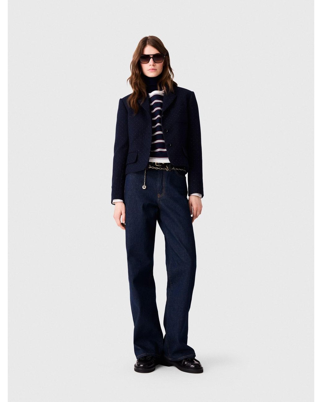 Maje Blue Cropped Suit Jacket