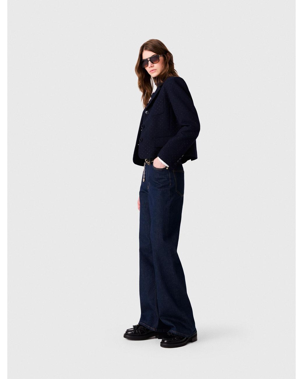 Maje Blue Cropped Suit Jacket