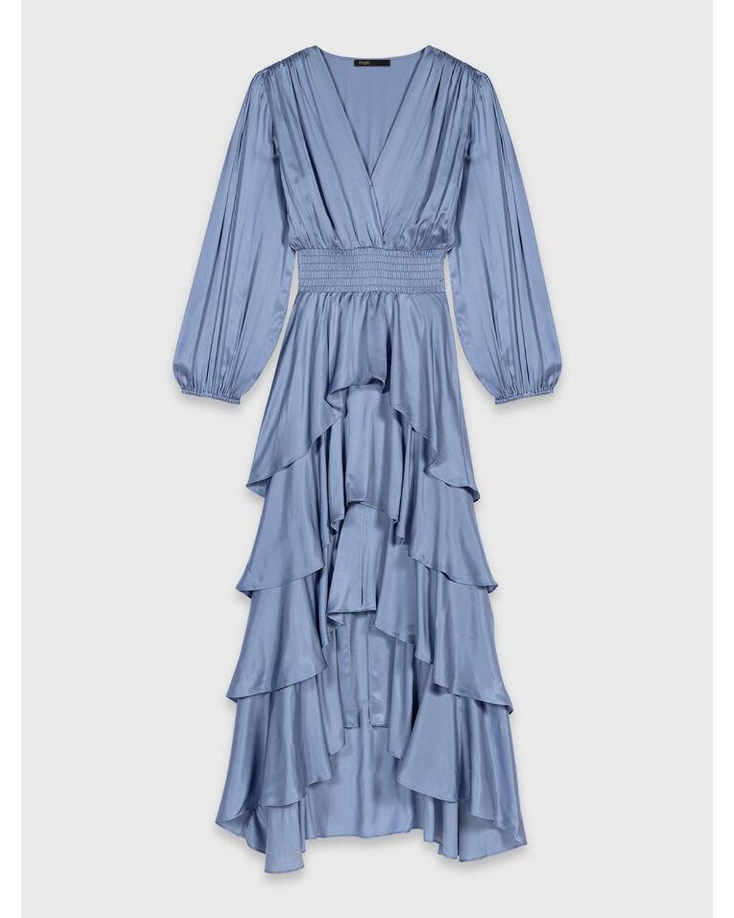 Maje Blue Ruffled Maxi Dress