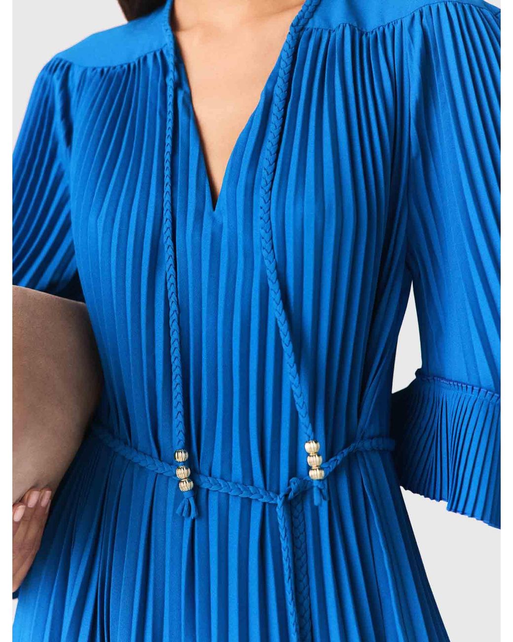 Maje Blue Short Pleated Dress