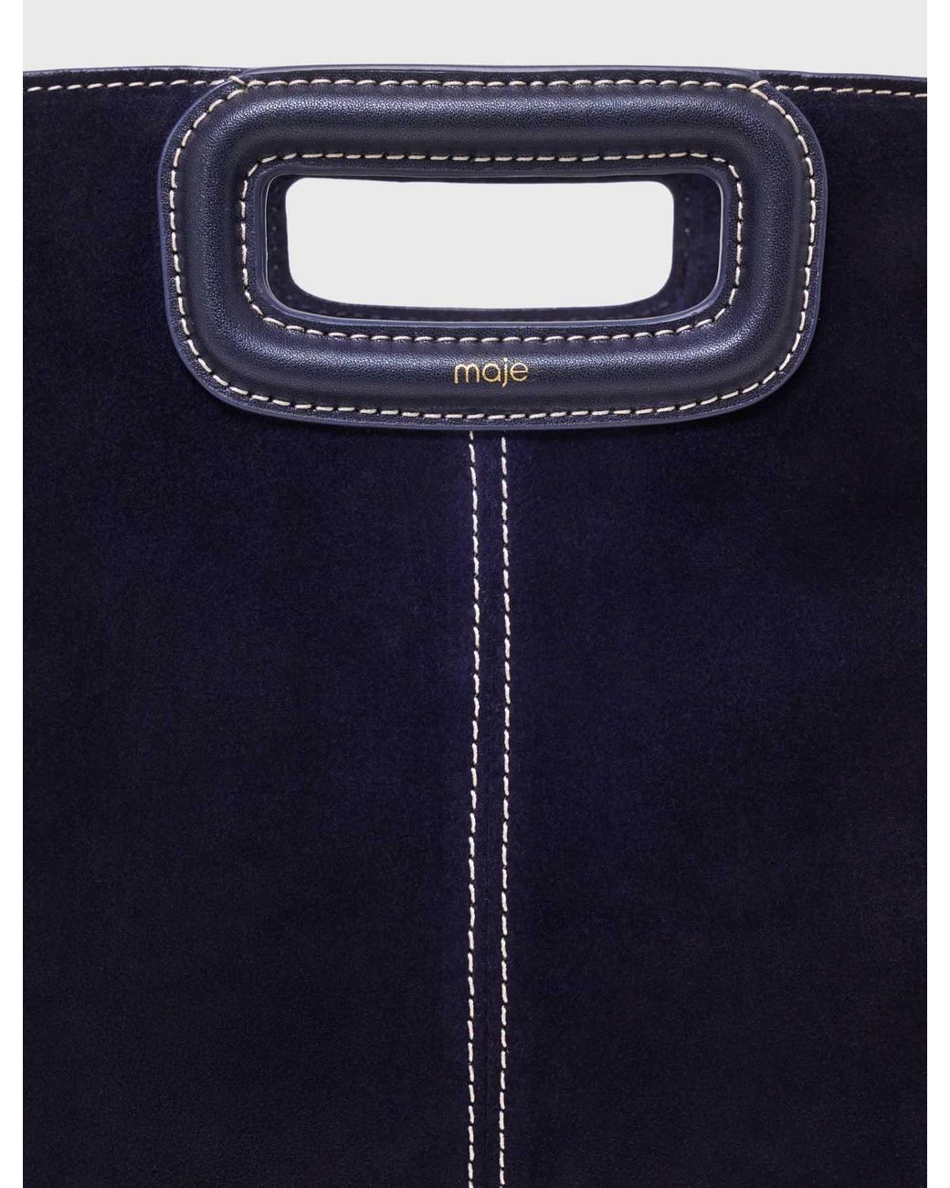 Maje Blue Topstitched Suede M Bag