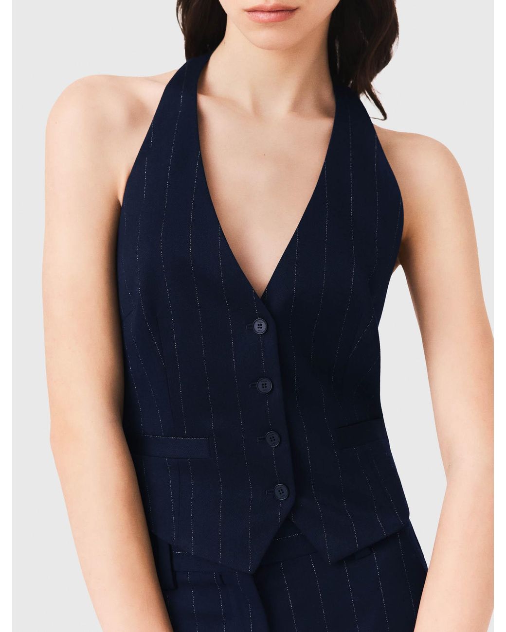 Maje Blue Tailored Backless Top