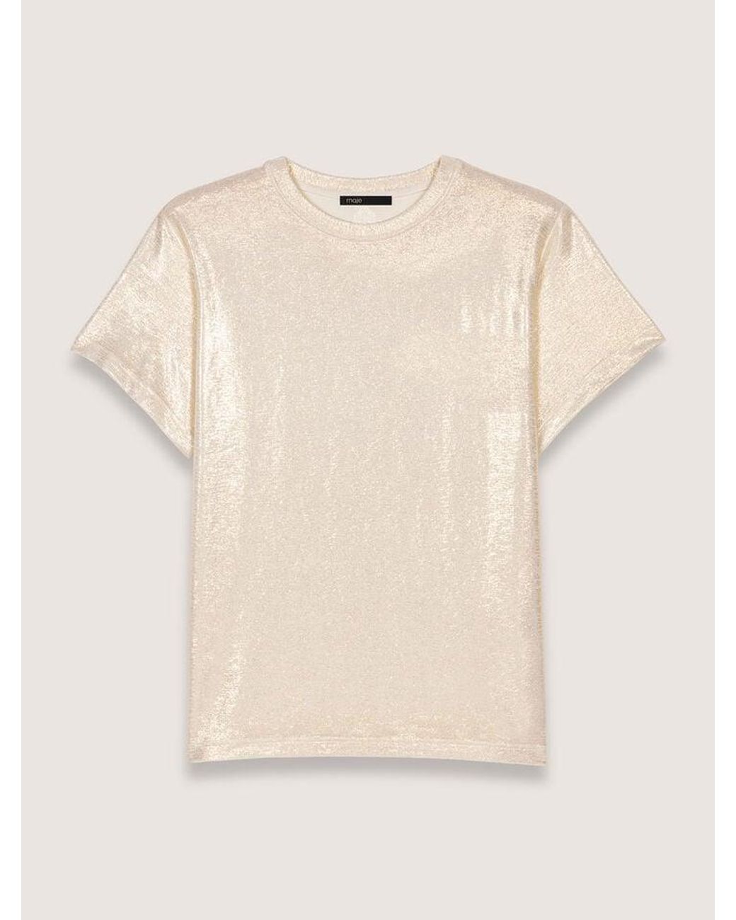 Maje White Lamé T-Shirt