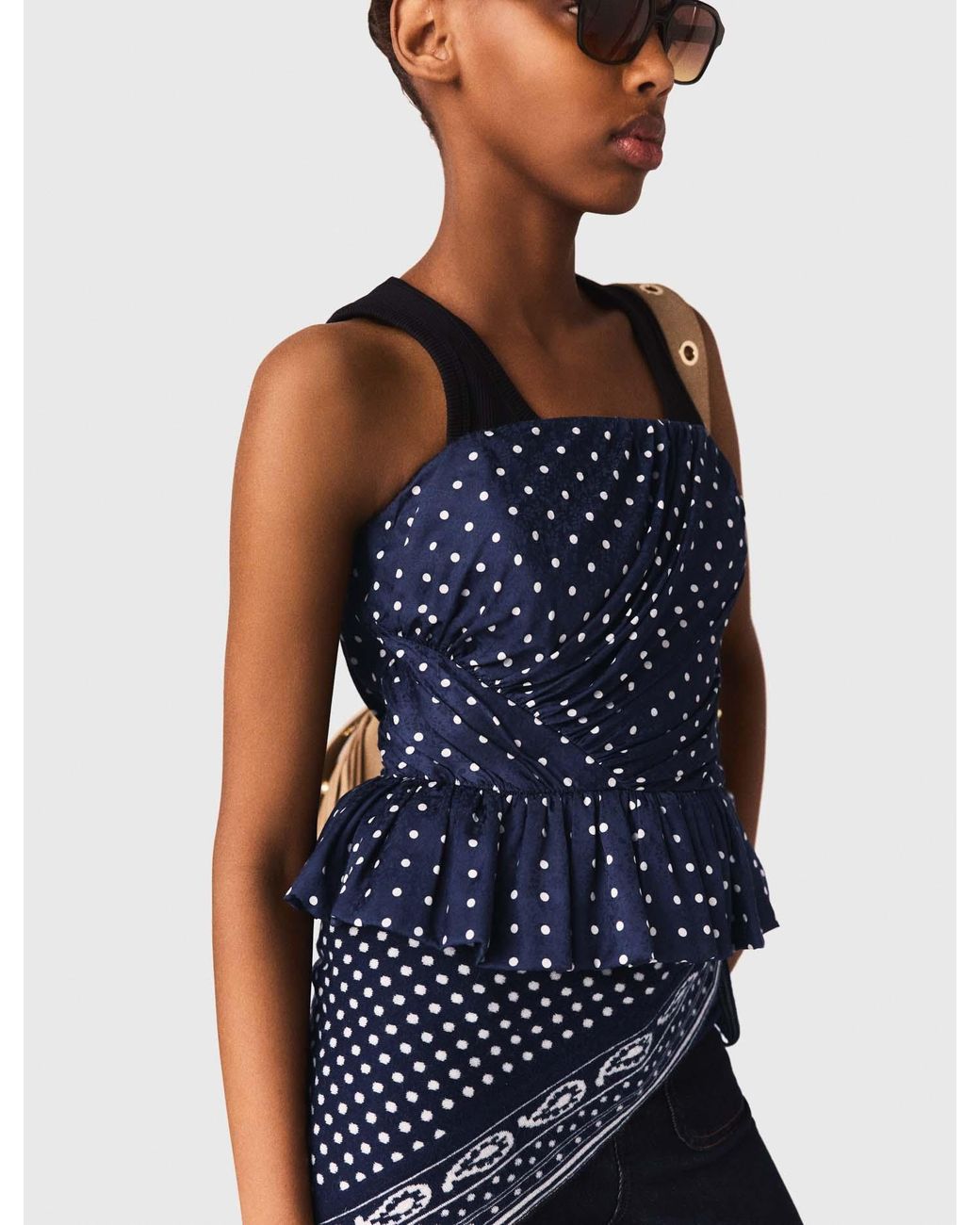 Maje Blue Patterned Bustier Top