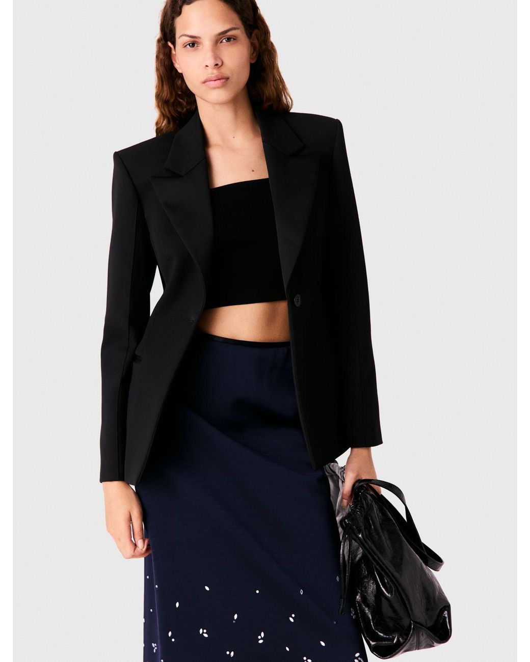 Maje Black Slim-Fit Tuxedo Jacket