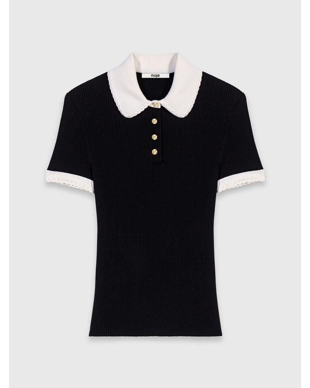 Maje White Short-Sleeved Polo Shirt