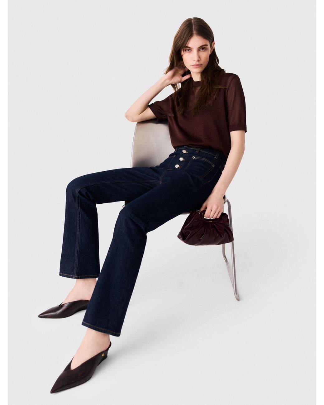 Maje White Denim Jeans With Pockets