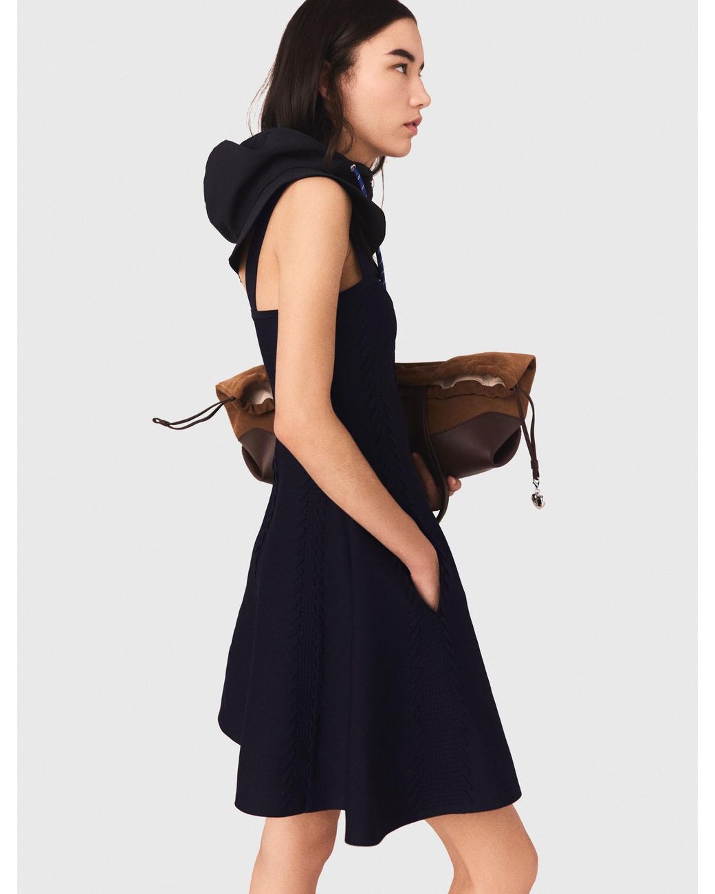 Maje Blue Short Knitted Skater Dress