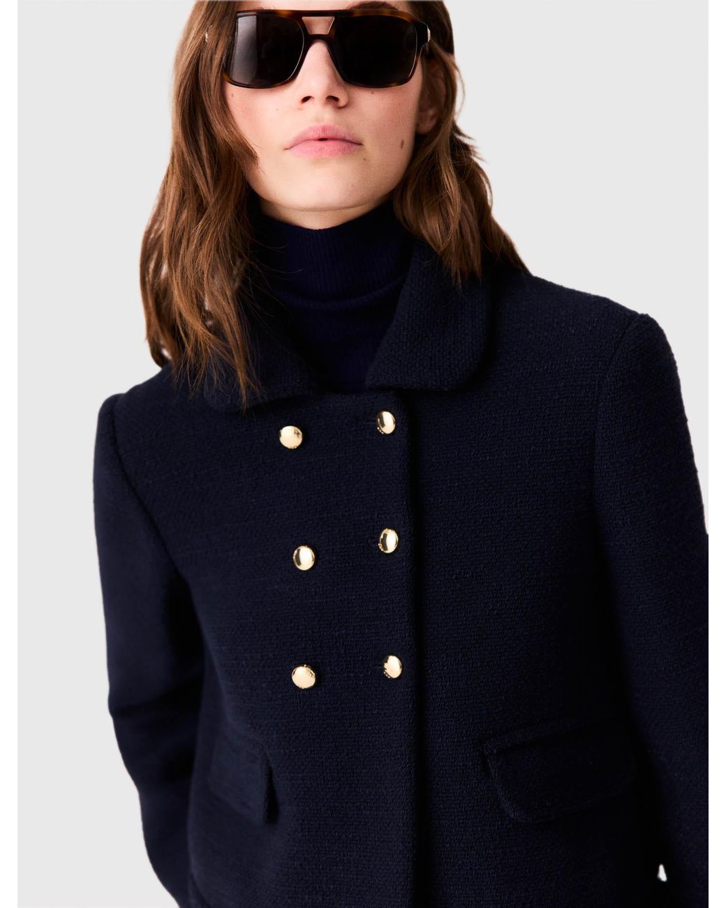 Maje Blue Short Tweed Jacket
