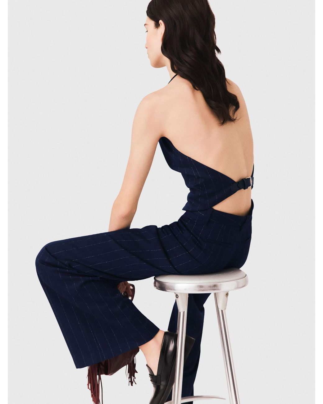 Maje Blue Tailored Backless Top