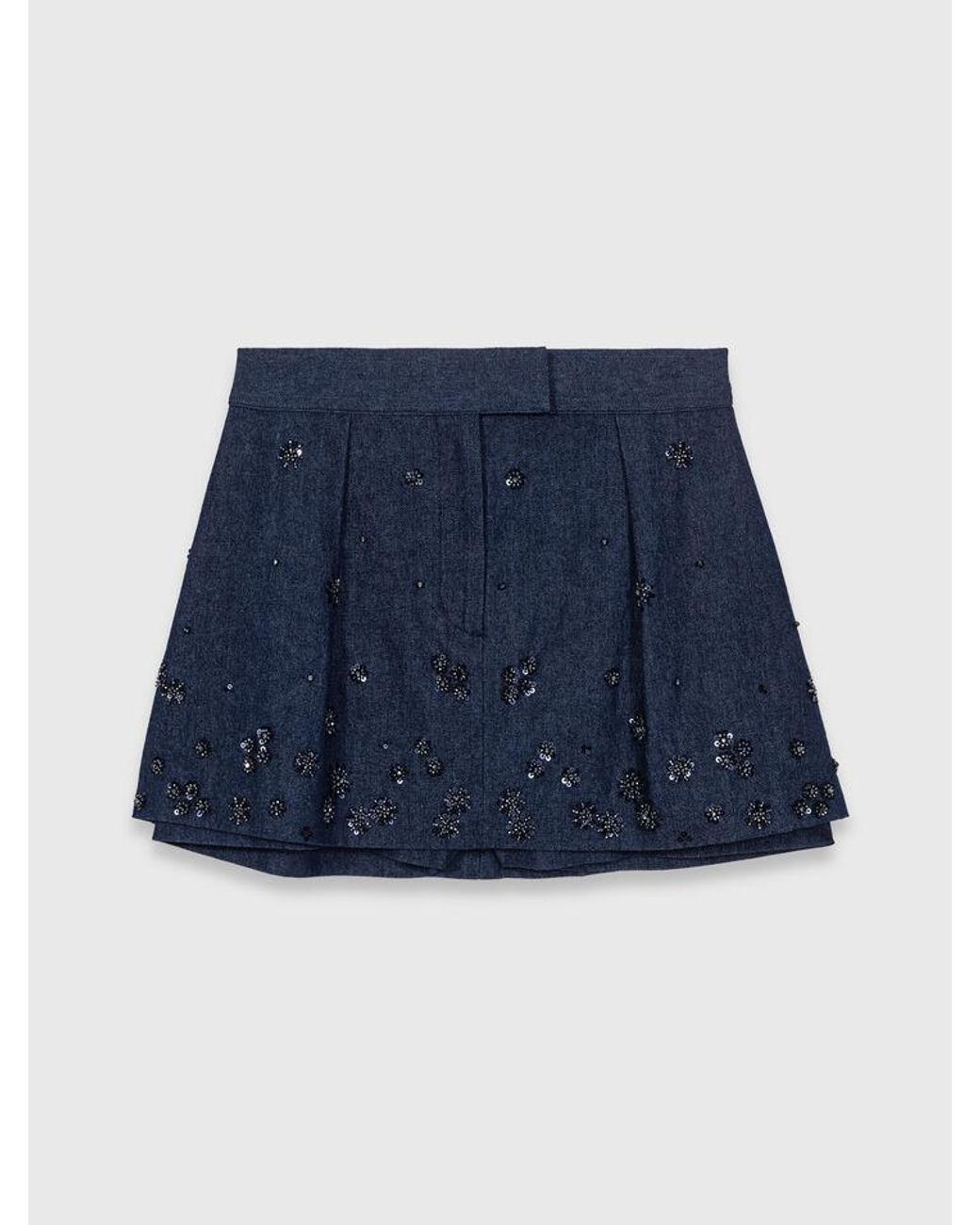 Maje Blue Embroidered Layered Denim Shorts