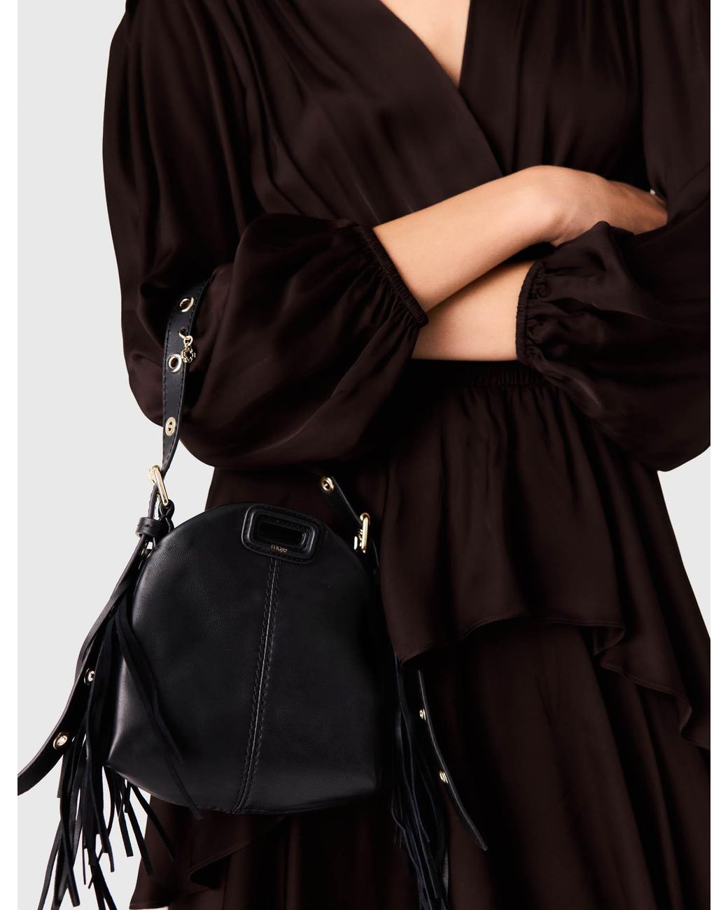 Maje White Miss M Micro Leather Bag