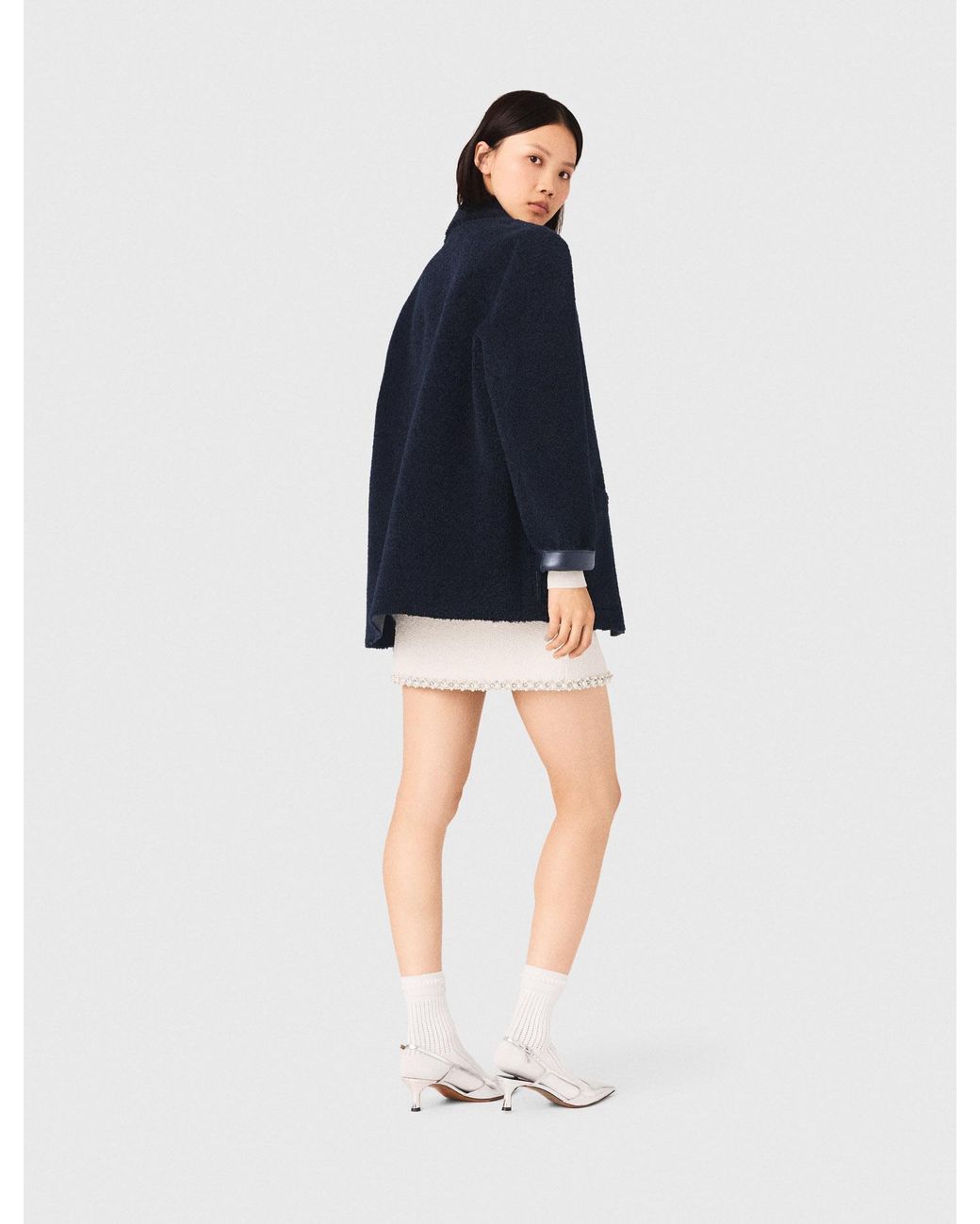 Maje Blue Reversible Faux Shearling Jacket