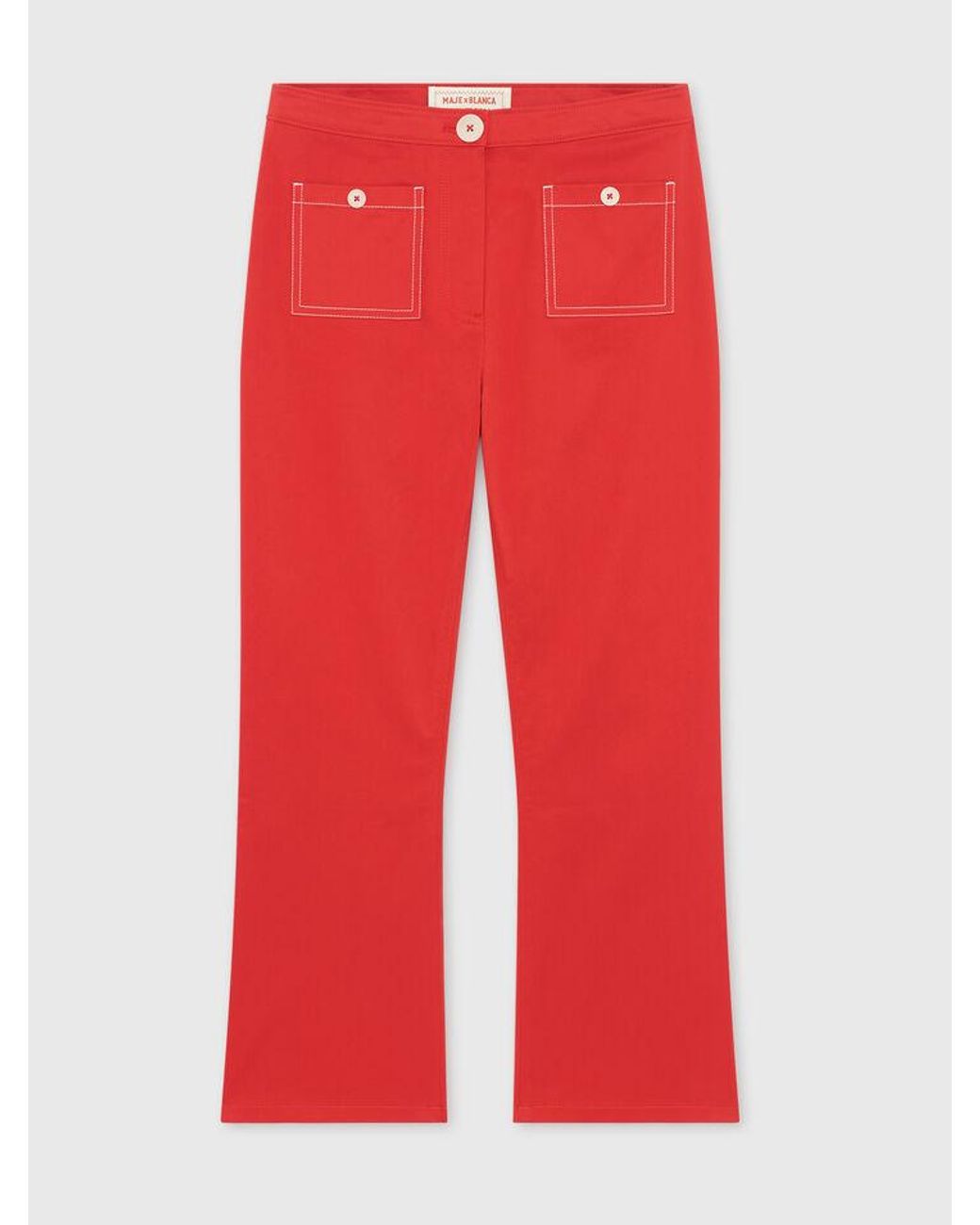 Maje Red Cotton Capri Trousers