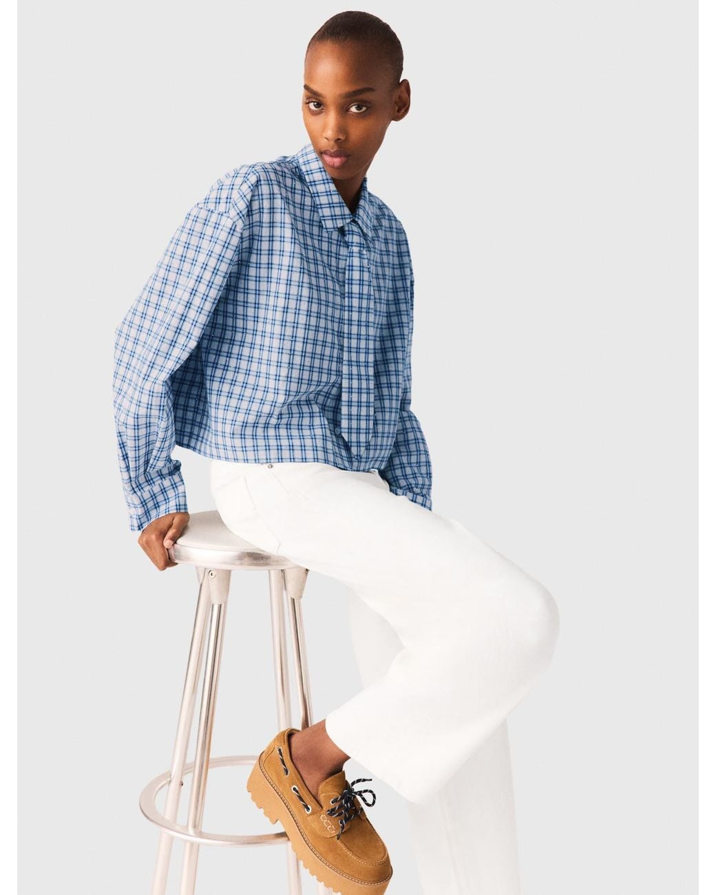 Maje Blue Rhinestone Shirt With Removable Tie
