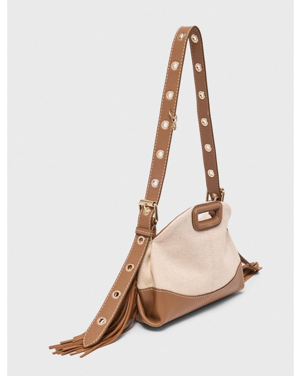 Maje Metallic Canvas And Leather Miss M Mini Bag