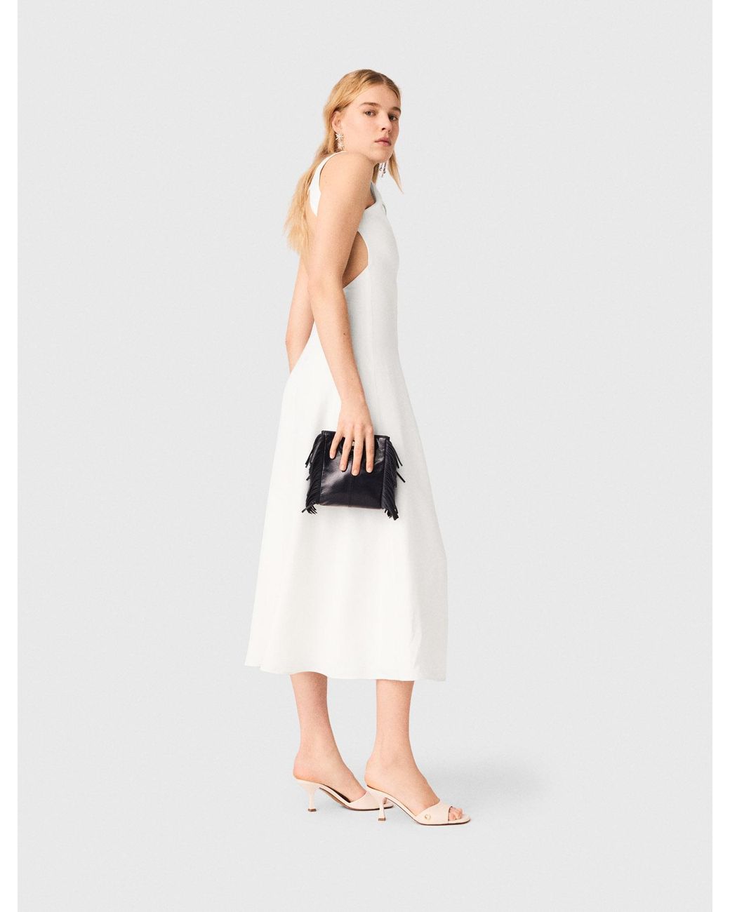 Robe Midi Dos Nu Maje en coloris White