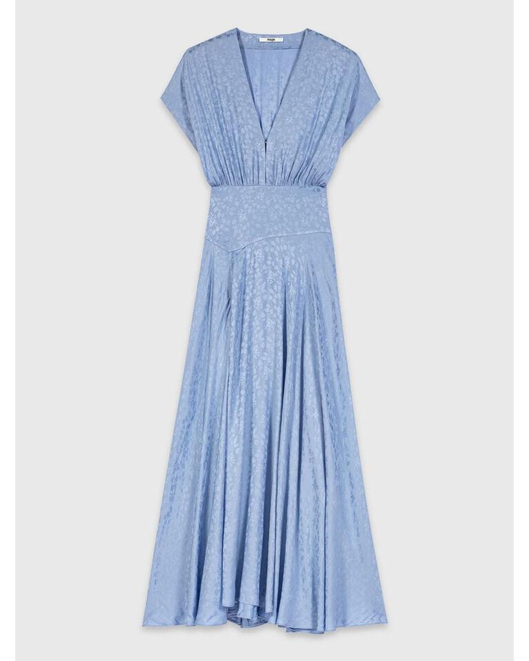 Maje Blue Patterned Jacquard Maxi Dress
