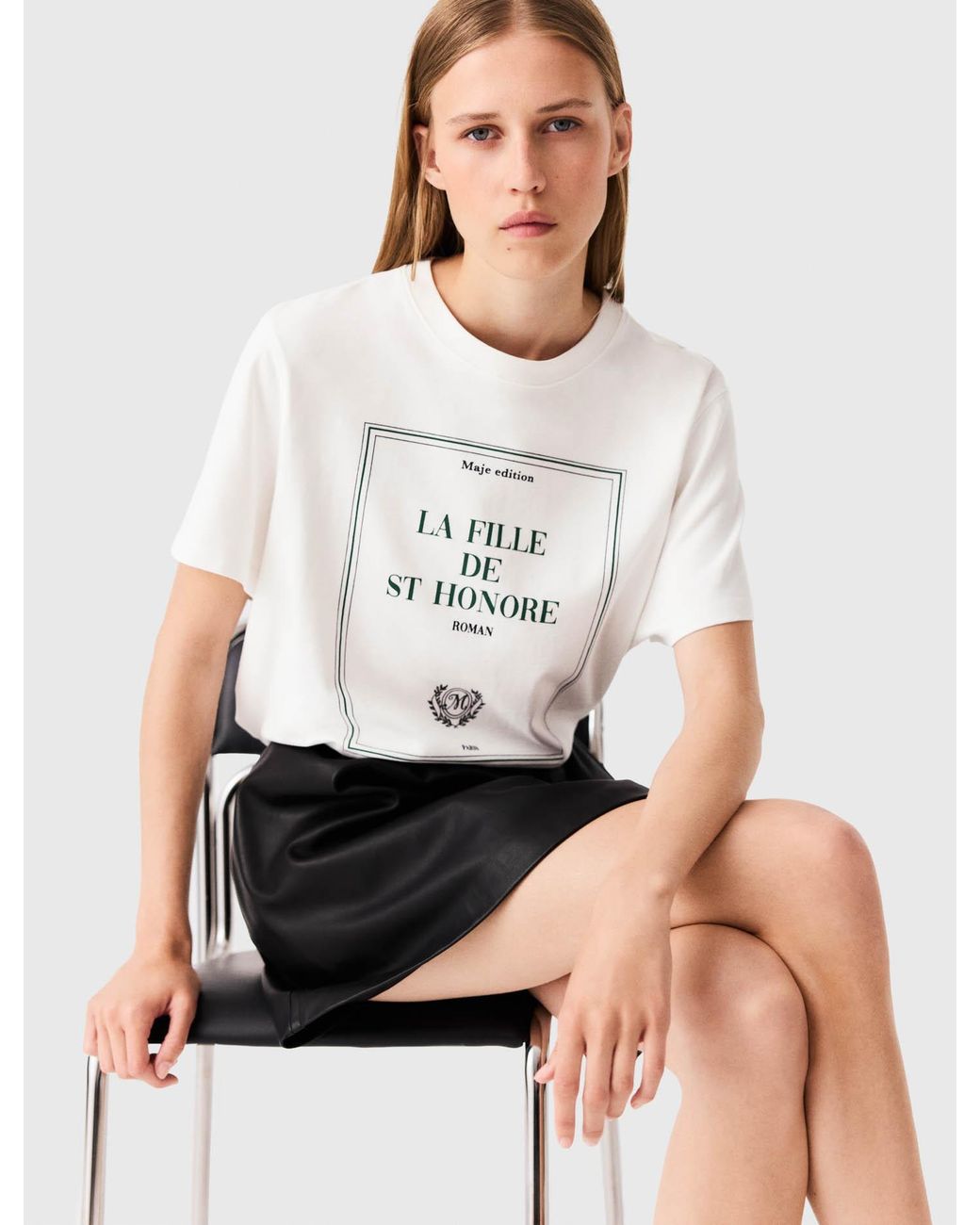 Maje White Oversized T-Shirt With Print