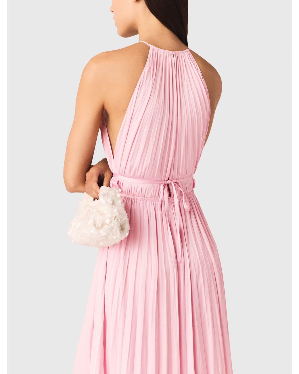 Maje Pink Pleated Maxi Dress