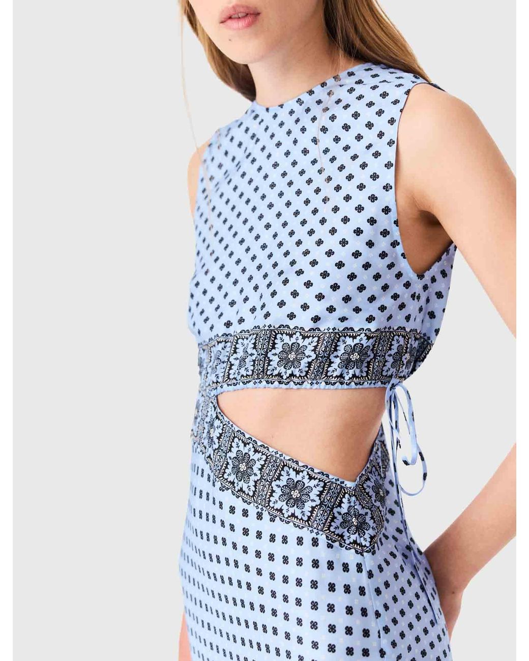 Maje White Patterned Cutaway Dress