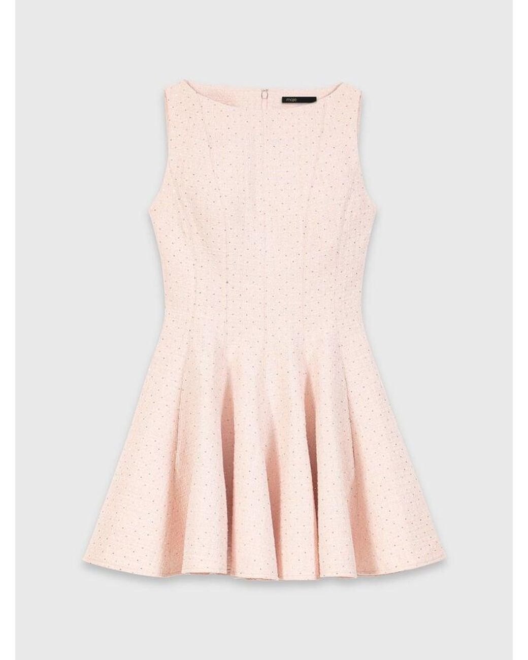 Maje White Short Flared Tweed Dress