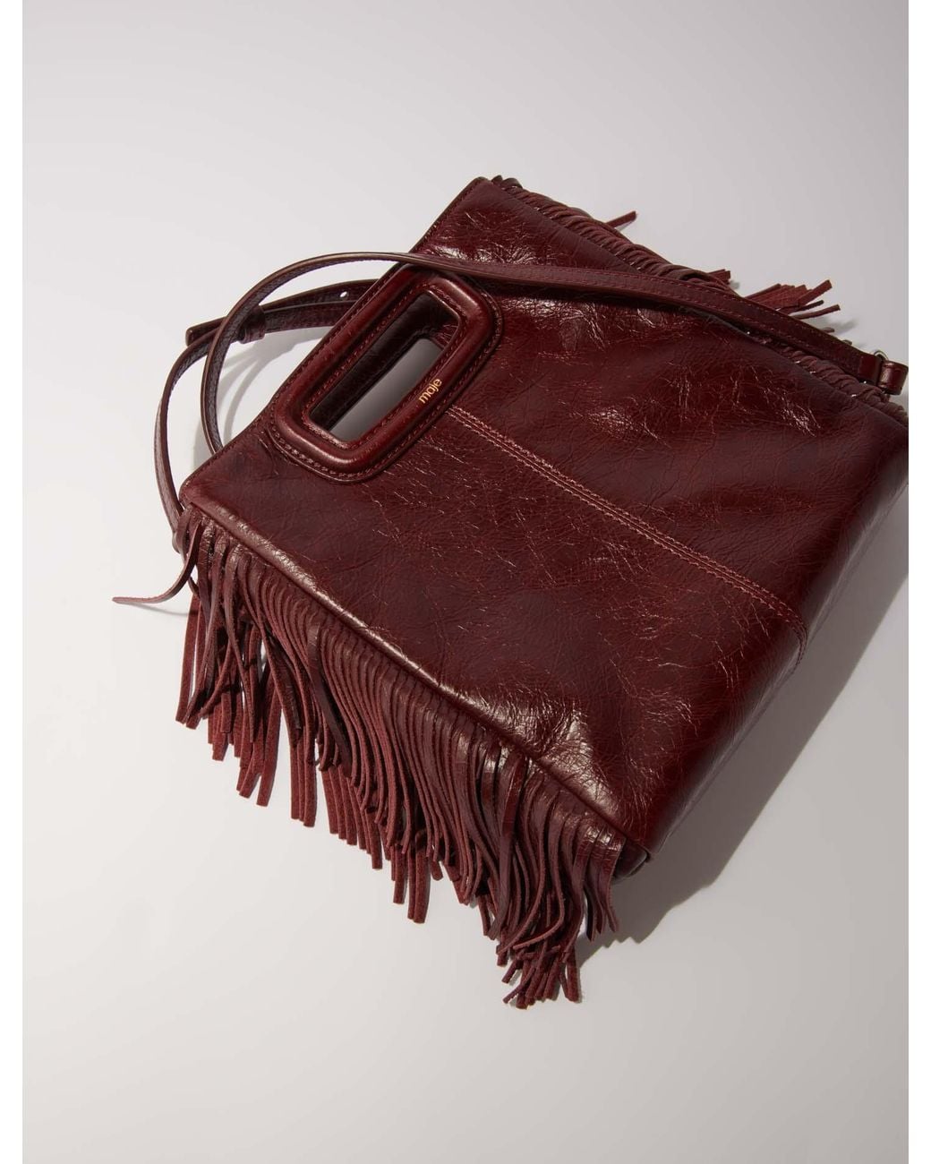 Maje Red Crackled Leather M Bag
