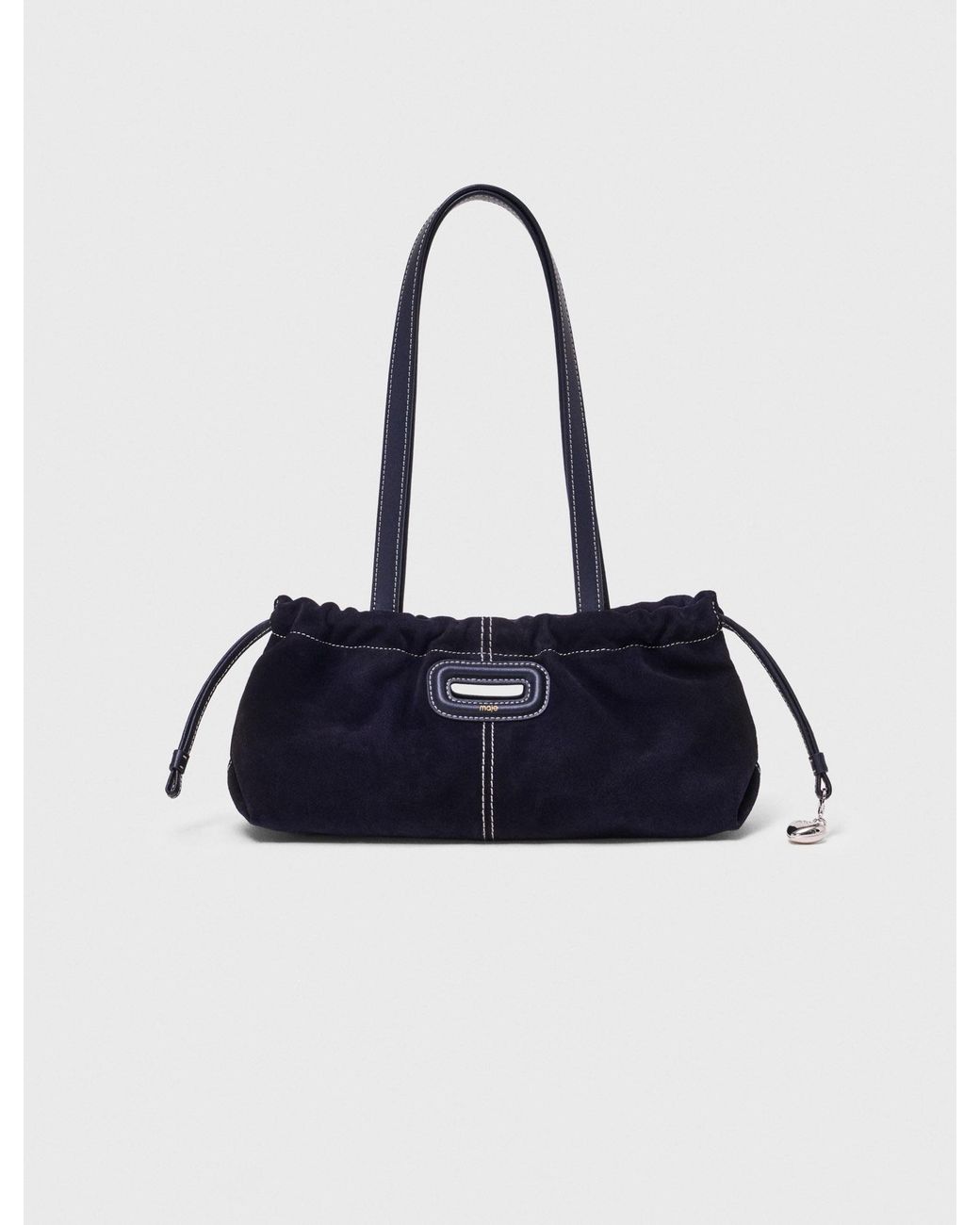 Maje Blue Topstitched Suede Milpli Gazette