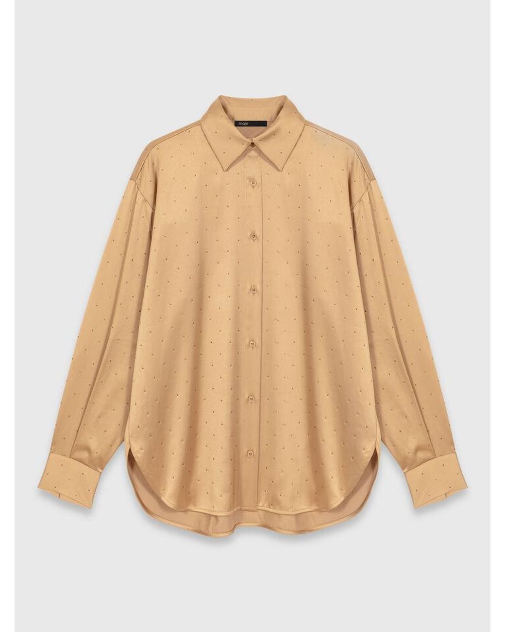 Maje Natural Rhinestone Satin Shirt