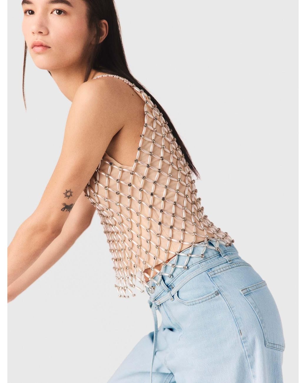 Maje Blue Beaded Top With Lining