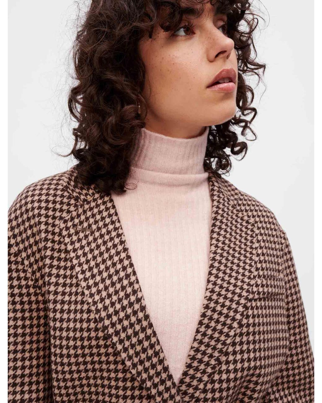 Maje Woman s Wool Oversized Houndstooth Coat For Fall winter