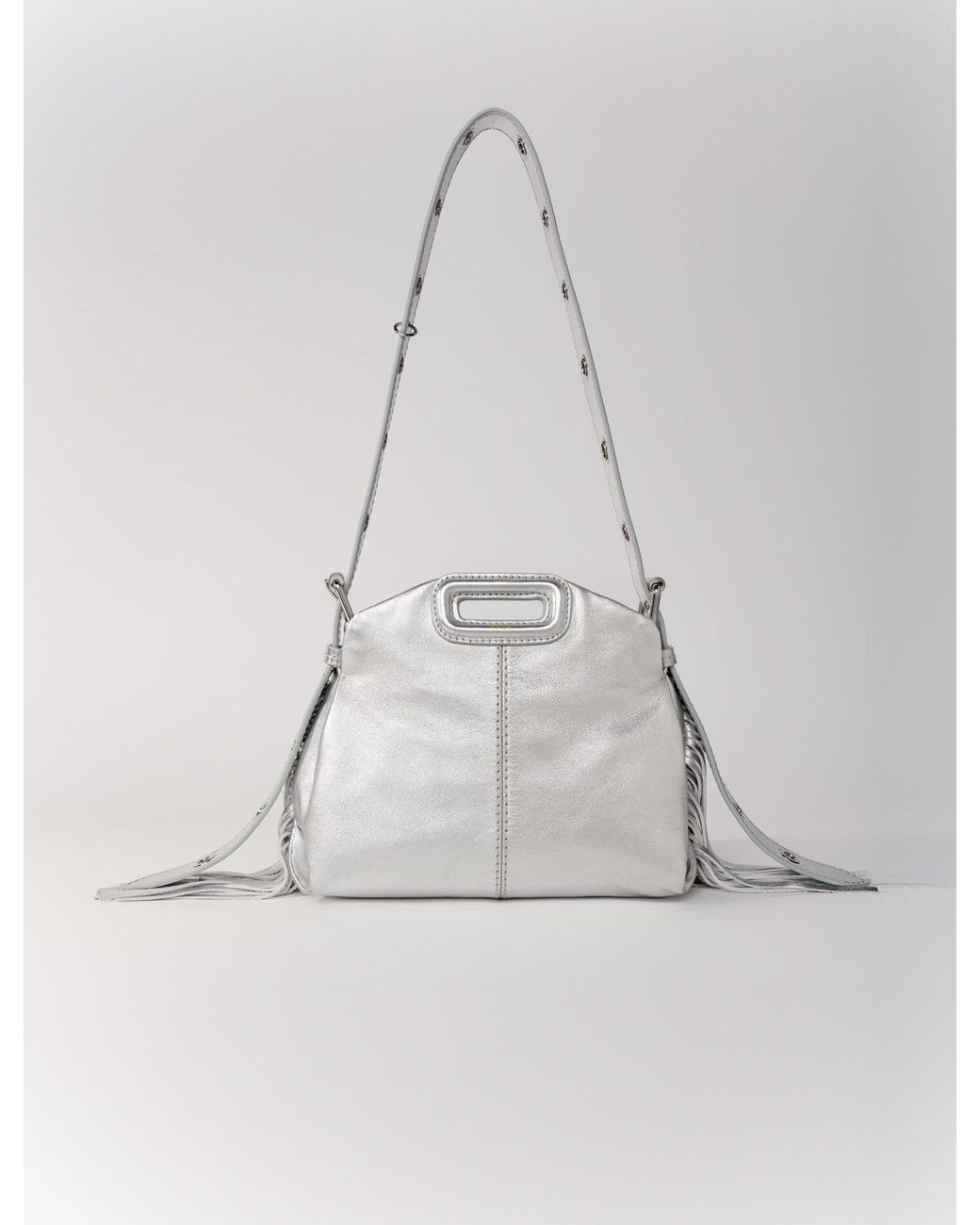 Maje Woman's Cow Lining: Metallic Leather Mini Miss M Bag For Fall/winter,  One Size, In Color Silver / Grey in White | Lyst