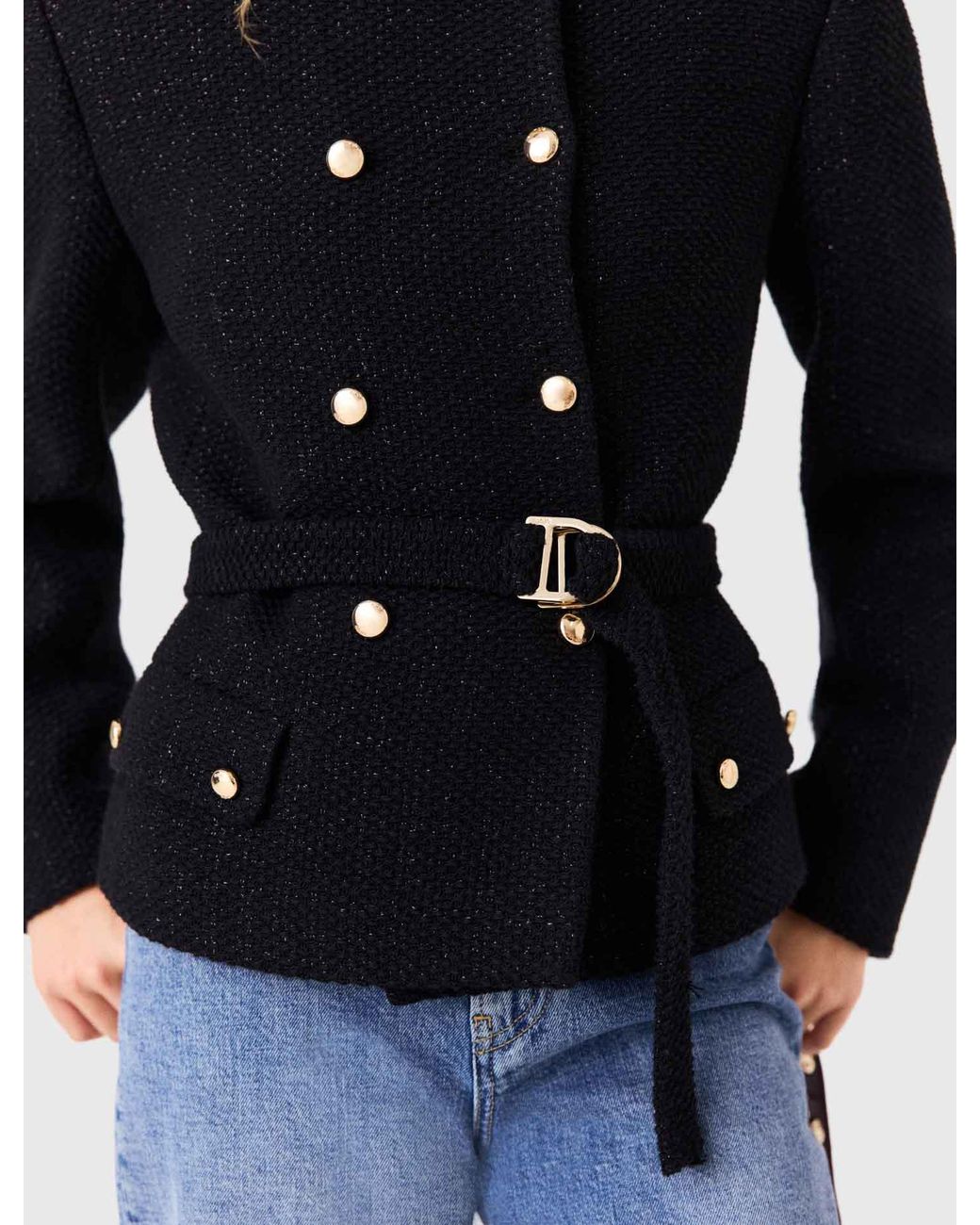 Maje Blue Mid-Length Double-Breasted Jacket