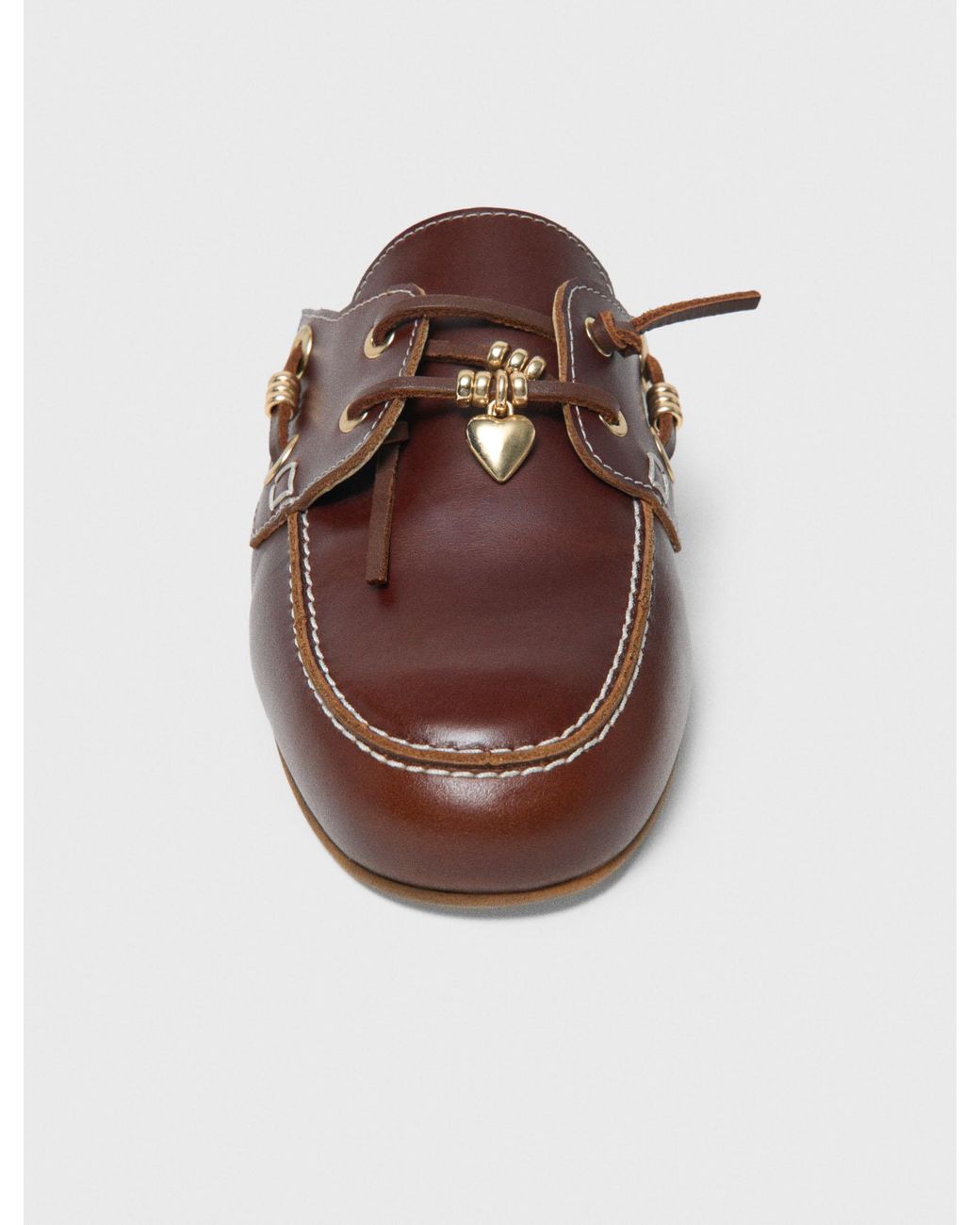 Maje Brown Leather Boat Mules