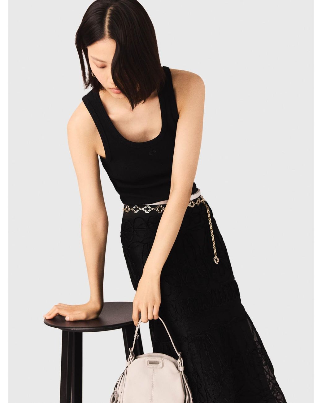 Maje White Rib Knit Tank Top