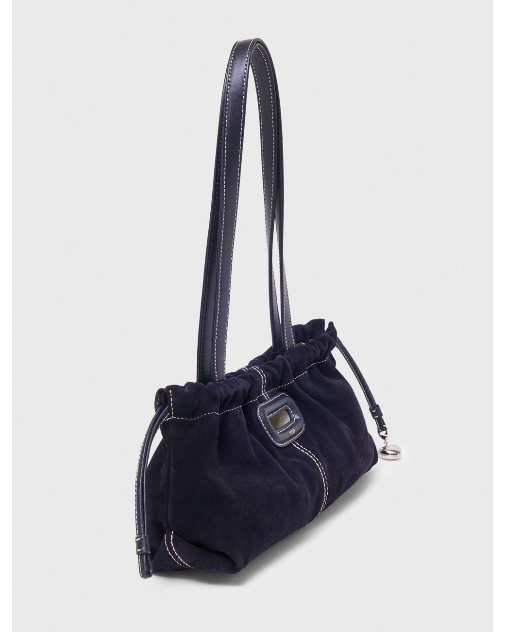 Maje Blue Topstitched Suede Milpli Gazette
