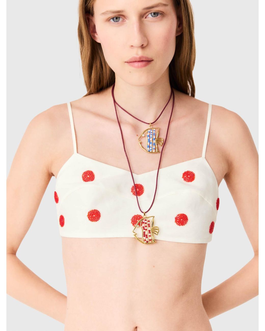 Maje White Double Fish Necklace