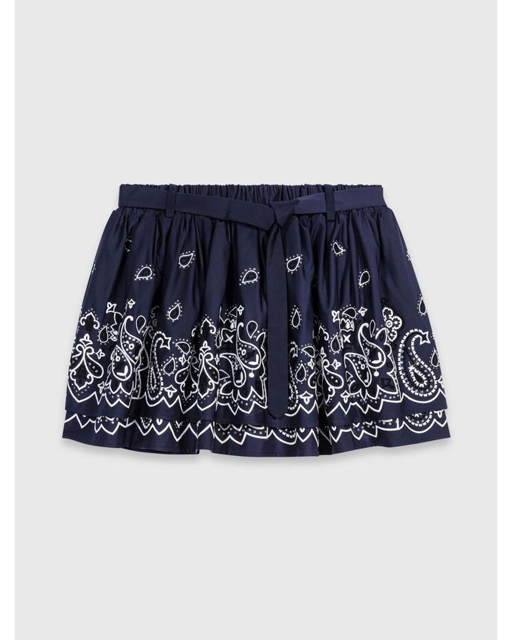 Maje Blue Short Embroidered Ruffled Skirt