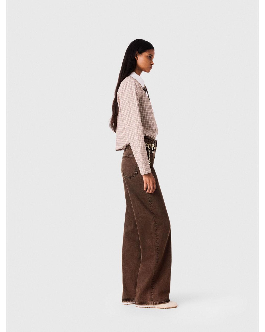 Maje White Bootcut Jeans With Chain